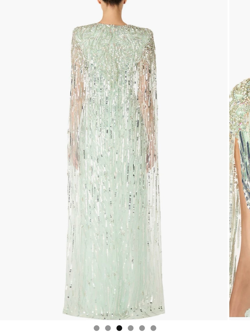 Jenny Packham Mint Green Sequin Draped Evening Gown - Picture 3 of 13